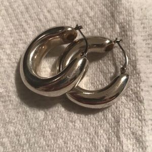 Large sterling silver hoops